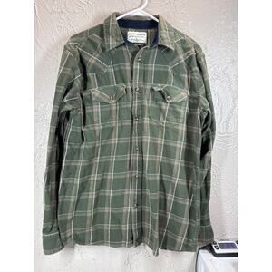 Cody James Men's Flannel Green Plaid Western Pearl Snap Long Sleeve Shirt Medium
